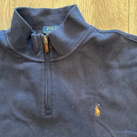 Polo Ralph Lauren Big & Tall Estate Rib Quarter-Zip Pullover Navy Blue XXL - Picture 7 of 13